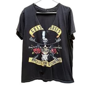 Guns N Roses Womens Distressed Graphic Print T-Shirt Size XL